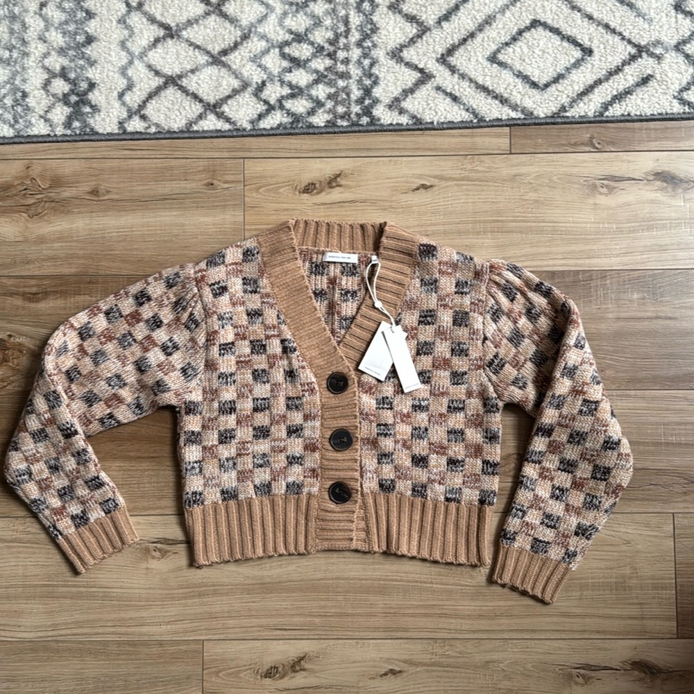 NWT Rebecca Taylor Checkerboard Cropped Sweater Size Small
